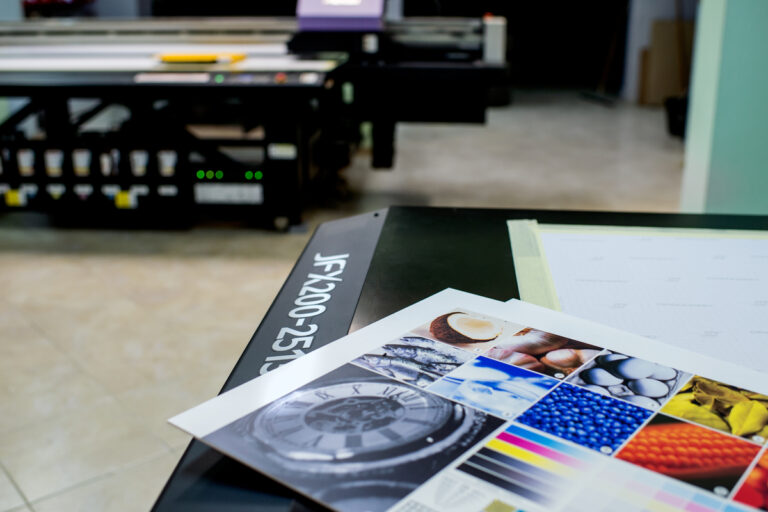 Próbki materiałów drukowanych i katalogów reklamowych